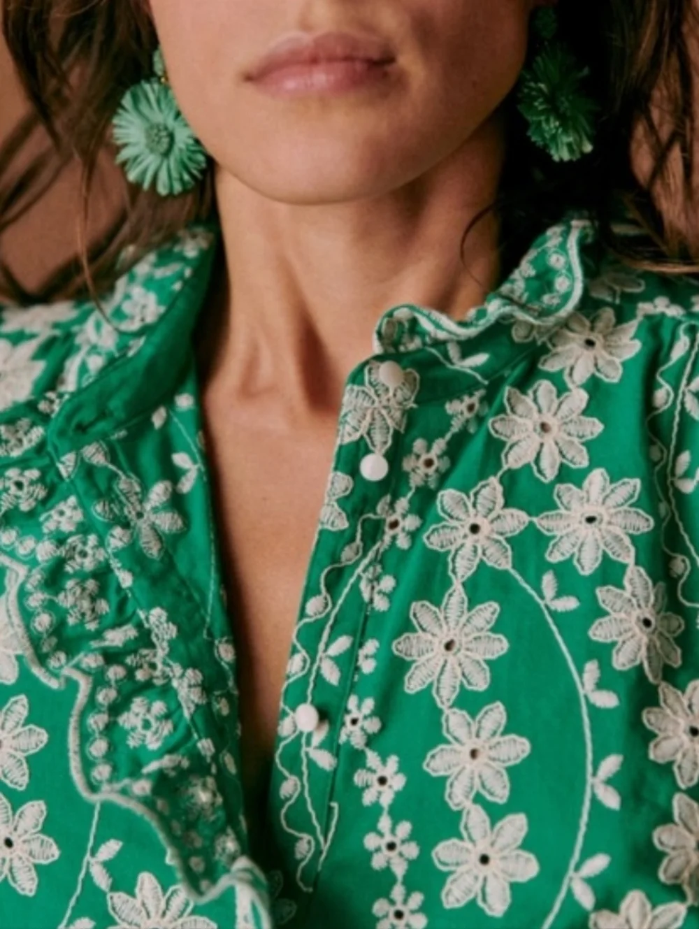 Sezane Dahlia green short-sleeve blouse - Picture 11 of 11